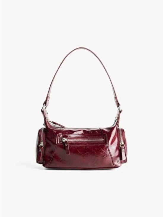 Bershka Handbags - NWT Bershka Glossy Burgundy Patent Mini Shoulder Bag